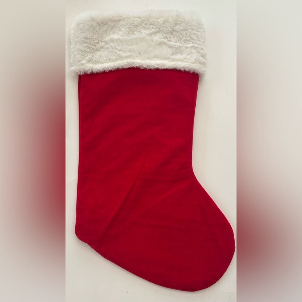 Faux fur and red Christmas stockings 2 total NEW NWT - Picture 3 of 9